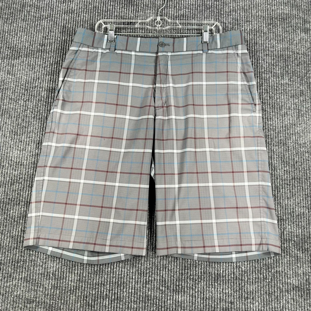 Nike Golf Shorts Mens Size 36 Gray Plaid Chino Performance Outdoor Comfort